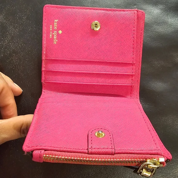 Kate Spade Cameron Street Adalyn Small Wallet Hot Pink Saffiano Leather EUC - Picture 5 of 13